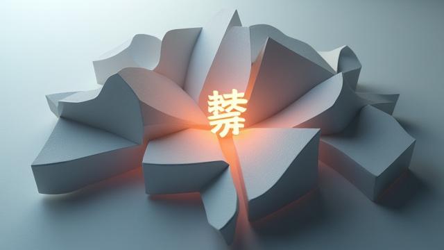 パーソナル公案が表示されたアプリ画面、抽象的なパターンと共に