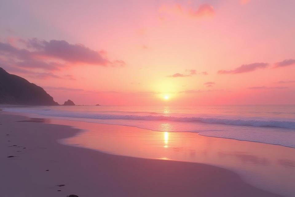 夕焼けの穏やかなデジタルの岸辺、もののあはれの感情を喚起