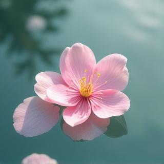 桜の花びらが浮かぶ池の水面